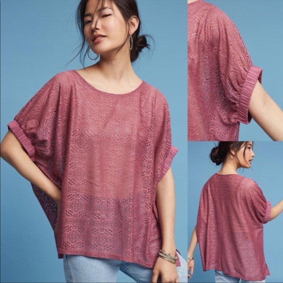 Anthropologie Tops - BOGO! Anthropologie Akemi + Kin Bratton Oversized Lace Top Mauve
